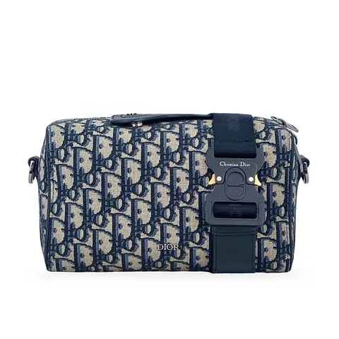 Christian Dior Blue Oblique Canvas Lingot 22 Crossbody Bag - 1