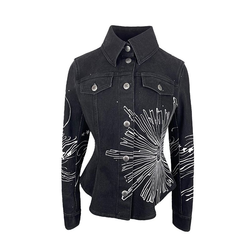 Chanel Anthracite Denim White Pattern 2022 Jacket 38 - 1