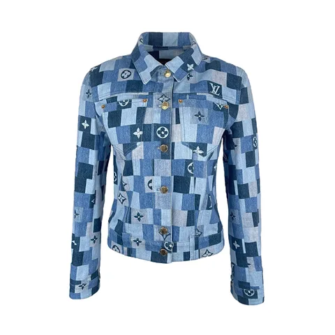 Louis Vuitton Blue Monogram Patchwork Denim Jacket 38 - 1