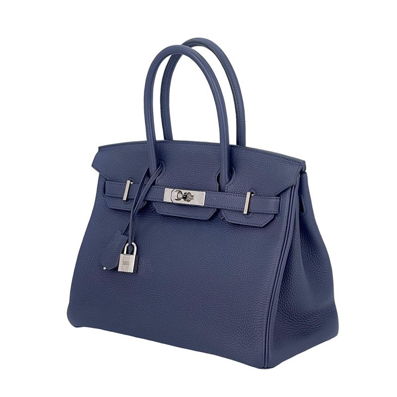 Hermes Togo Leather Palladium Hardware Bleu Nuit Birkin 30 - 2