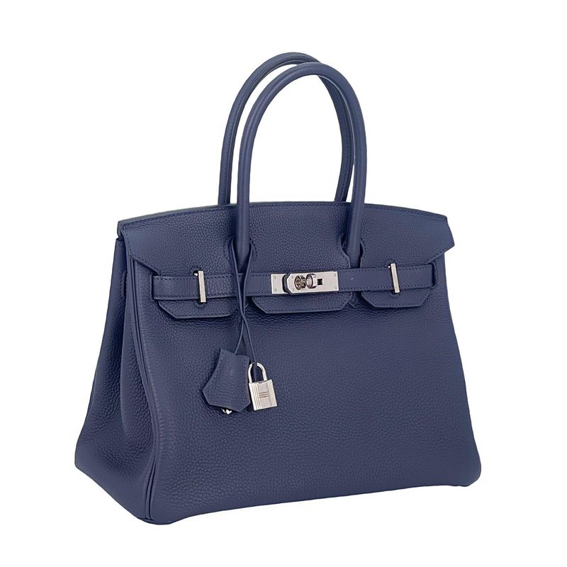 Hermes Togo Leather Palladium Hardware Bleu Nuit Birkin 30 - 3