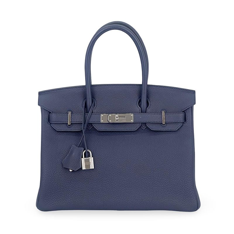 Hermes Togo Leather Palladium Hardware Bleu Nuit Birkin 30 - 1