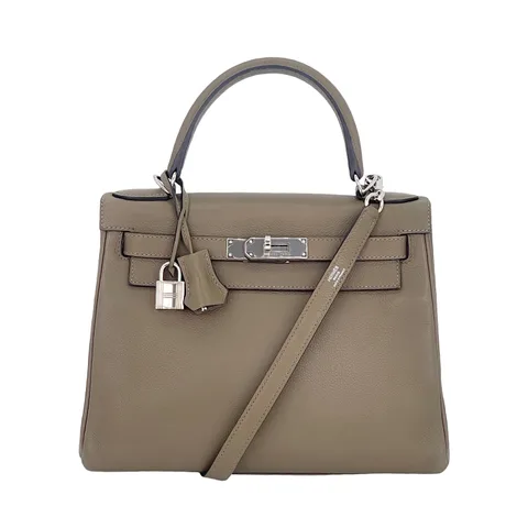 Hermes Evergrain Leather Palladium Hardware Origan Kelly 28