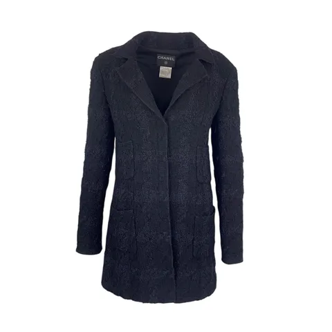 Chanel Navy Blue Black Tweed 2005 Jacket 38 - 1