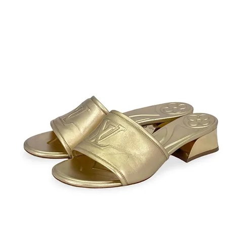 Louis Vuitton Metallic Gold Leather Magnetic Mules 38 - 1
