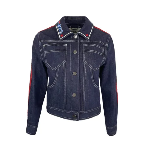 Fendi Navy Blue Denim Logo Detail Button Jacket IT38 - 1