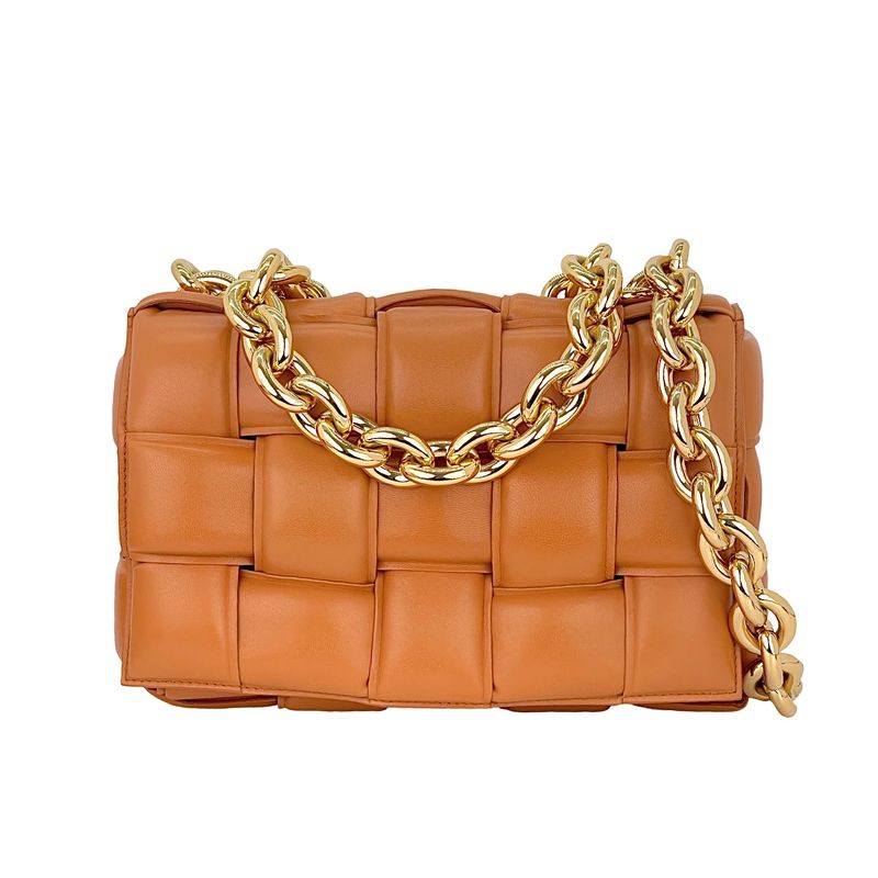 Bottega Veneta Caramel Padded Leather Gold Chain Cassette Shoulder Bag - 1