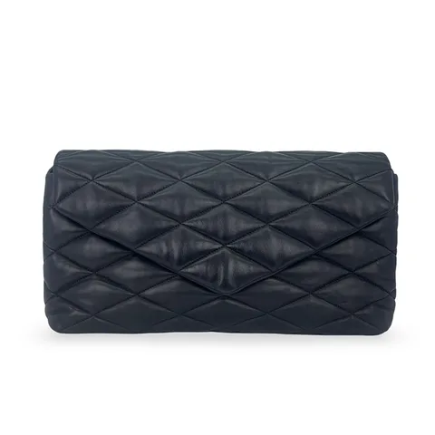 Saint Laurent Black Quilted Lambskin Large Sade Clutch Bag - 1