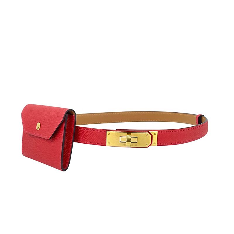 Hermes Epsom Leather Gold Hardware Rouge Radieux Kelly Pocket 18 Belt - 1
