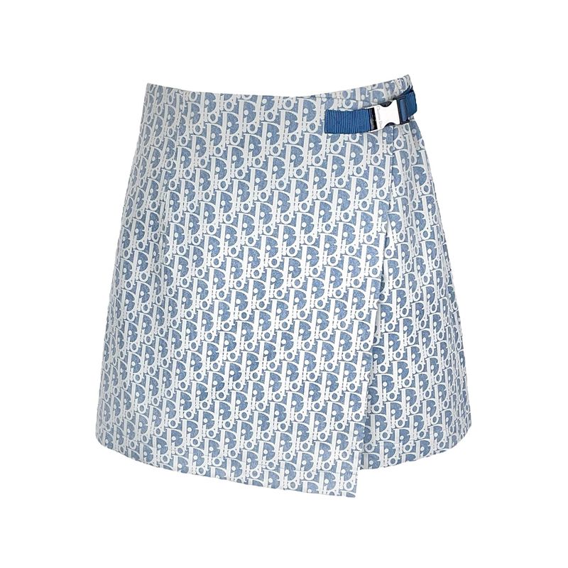 Christian Dior Blue White Dior Oblique Jacquard Technical Taffeta DiorivieraI Skort FR38 - 1