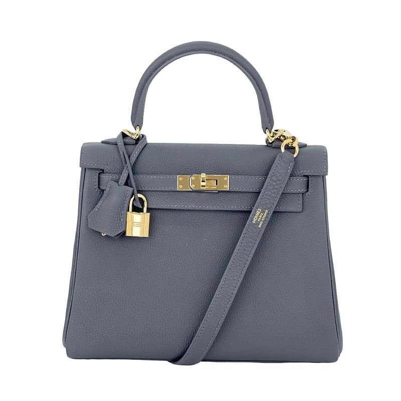 Hermes Togo Leather Permabrass Hardware Gris Misty Kelly 25 - 1