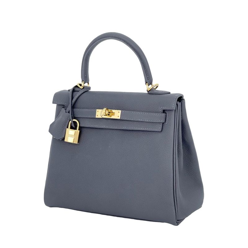Hermes Togo Leather Permabrass Hardware Gris Misty Kelly 25 - 3