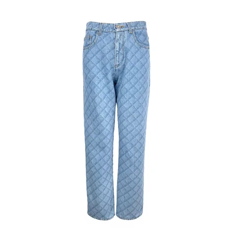 Chanel Blue Cotton Denim Quilted Pattern 2022 Jeans 36 - 1