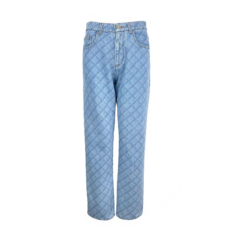 Chanel Blue Cotton Denim Quilted Pattern 2022 Jeans 36 - 1