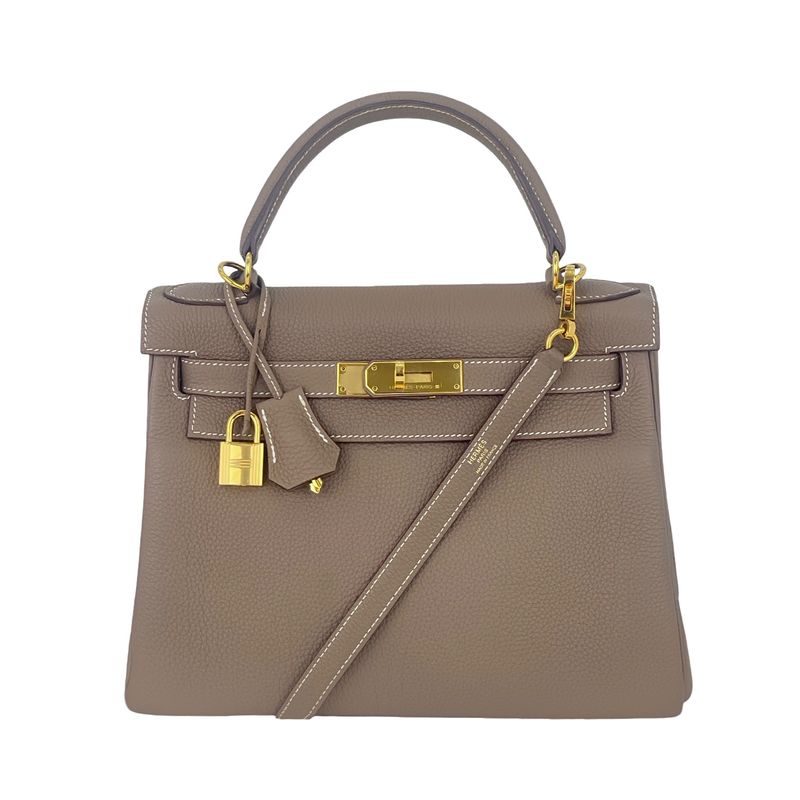 Hermes Togo Leather Gold Hardware Etoupe Kelly 28 - 1