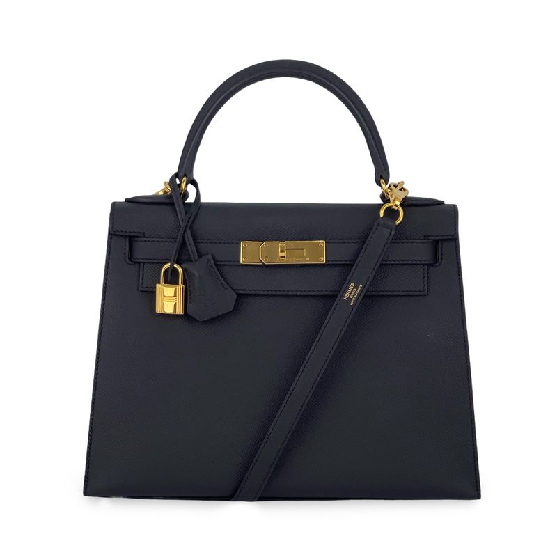Hermes Sellier Epsom Leather Gold Hardware Noir Kelly 28 - 1