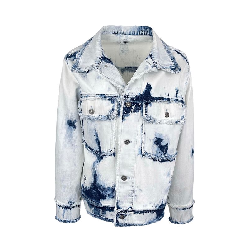 Christian Dior Light Blue Acid Wash Fringe Denim Jacket FR36 - 1