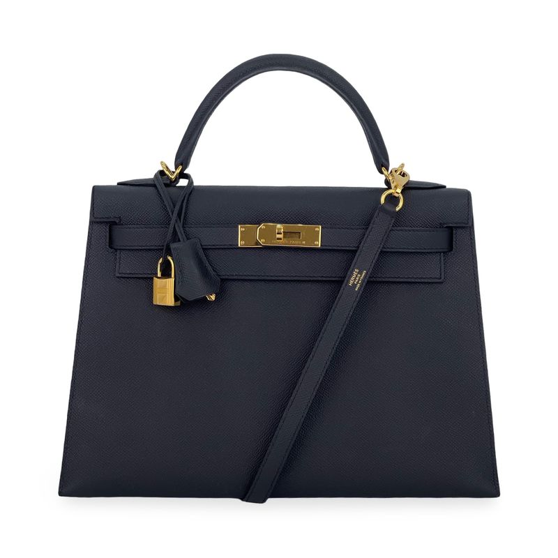Hermes Epsom Leather Gold Hardware Noir Kelly 32 - 1