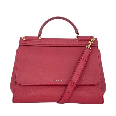 Dolce Gabbana Red Leather Medium Sicily Soft Bag - 1