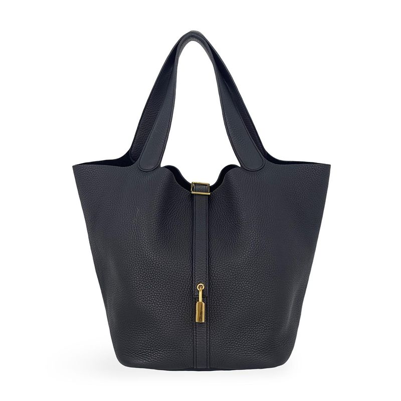 Hermes Clemence Leather Gold Hardware Noir Picotin 26 - 1