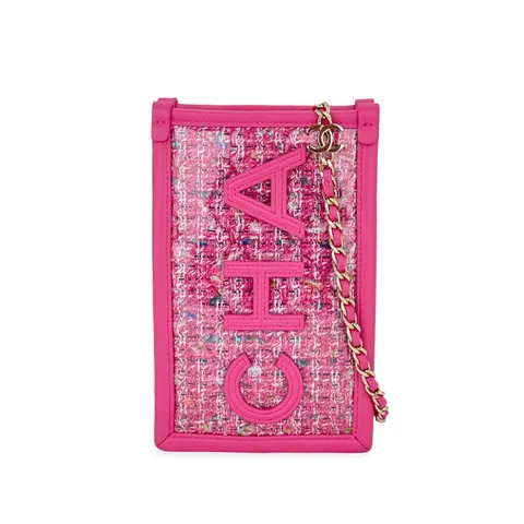 Chanel Pink Tweed PVC Chain Crossbody Bag - 1