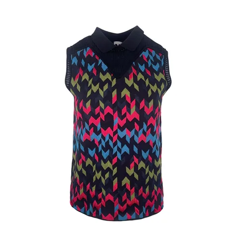 Missoni Black Multicolor Polo Neck Sleeveless Sweater IT42 - 1