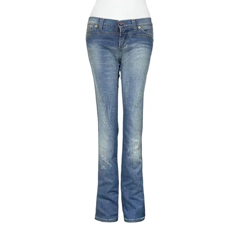 Dolce Gabbana Blue Cotton Low Rise Jeweled Denim Jeans IT40 - 1