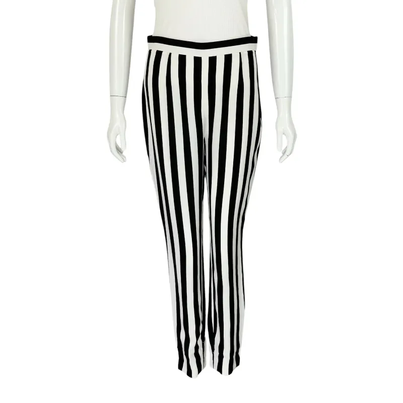 Dolce Gabbana Monochrome Striped Crepe Tapered Trousers IT42 - 1
