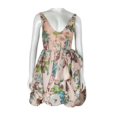 Zimmermann Pink Floral Matchmaker Draped Mini Dress 0 - 1