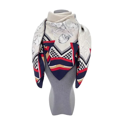 Gucci Cream Garden Flora Silk Scarf - 1