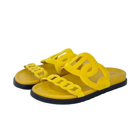 Hermes Jaune Suede Extra Sandals 37 - 1