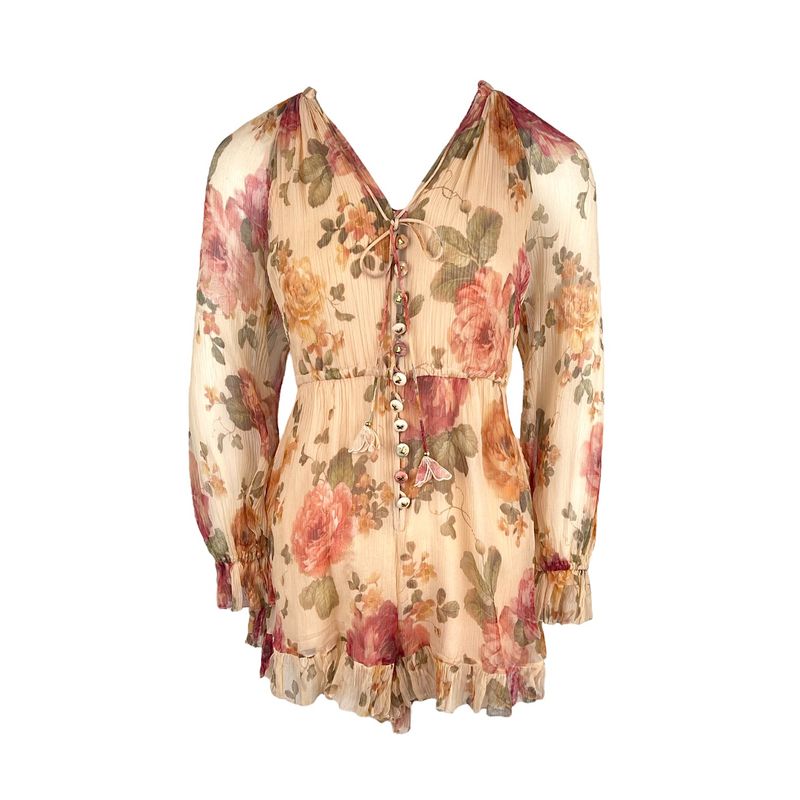 Zimmermann Luminosity Flutter Multi Floral Playsuit 0P - 1