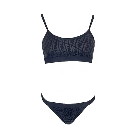 Fendi Black Grey FF Logo 2 Pieces Bikini Set IT40 - 1