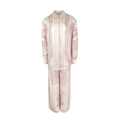 Hermes Rose Pale Brides De Gala En Fleurs Shirt 38 Pants 36 - 1