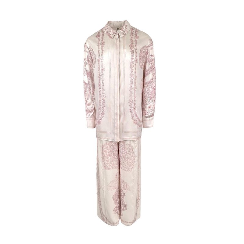 Hermes Rose Pale Brides De Gala En Fleurs Shirt 38 Pants 36 - 1