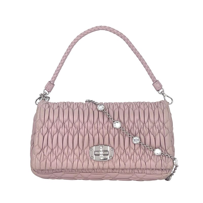 Miu Miu Poudre Nappa Leather Crystal Chain Mini Bag - 1