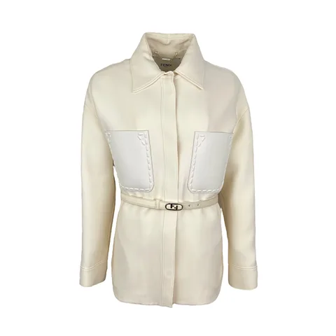 Fendi Cream Wool Silk Go To Jacket IT40 - 1