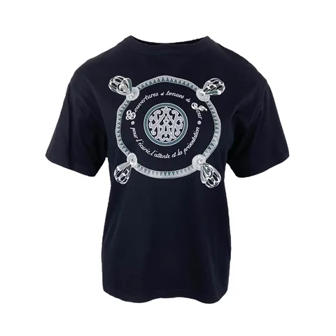 Hermes Black Couvertures Et Tenues De Jour Print Cotton Tshirt 36 - 1