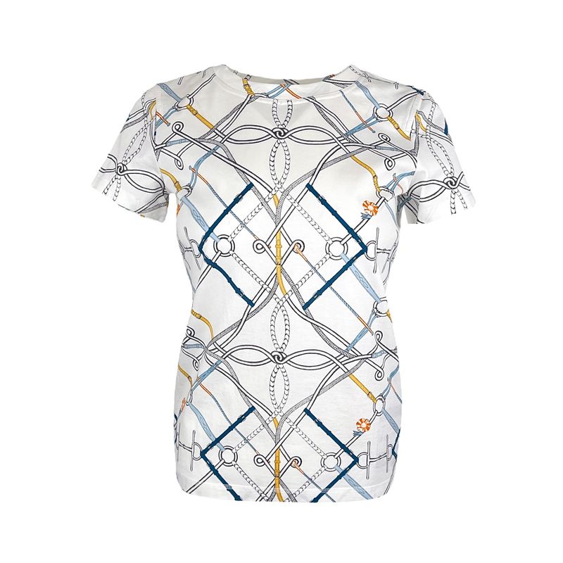 Hermes White Multicolor Parcours Sans Faute Print Cotton Tshirt 36 - 1