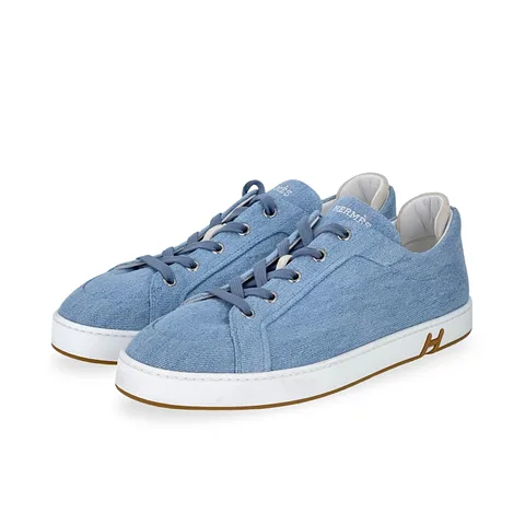 Hermes Bleu Clair Blanc Denim Kid Sneakers 40 - 1