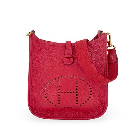 Hermes Clemence Leather Gold Hardware Rouge Casaque Evelyne 16 - 1
