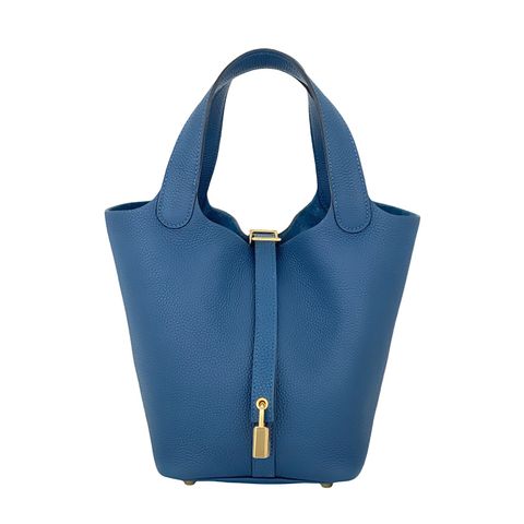 Hermes Taurillon Maurice Leather Gold Hardware Deep Blue Picotin 18 - 1