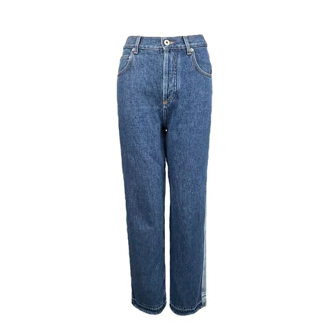 Loewe Blue Cotton Two Tone Straight Leg Cropped Jeans 34 - 1
