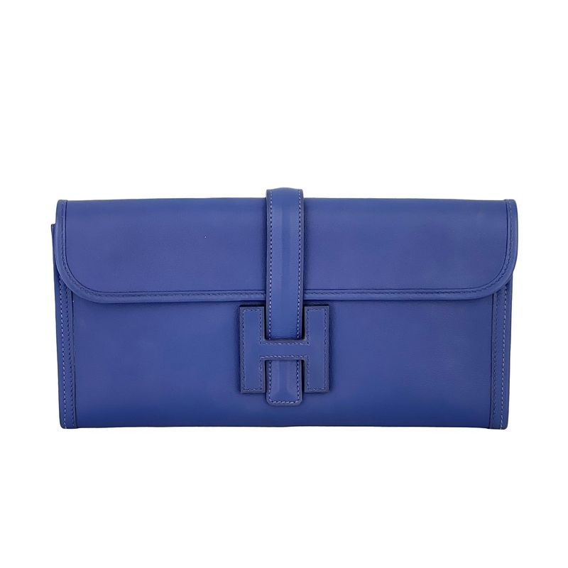 Hermes Swift Leather Bleu Sapphir Jige Elan Clutch 29 - 1