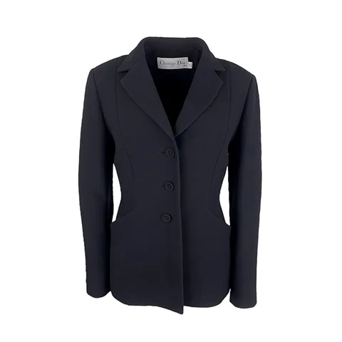 Christian Dior Black Wool Silk 30 Montaigne Single Breasted Bar Jacket FR40 - 1