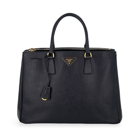 Prada Black Saffiano Leather Lux Galleria Medium Double Zip Tote Bag - 1