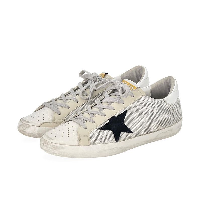 Golden Goose White Leather Mesh Black Suede Super Star Sneakers 41 - 1