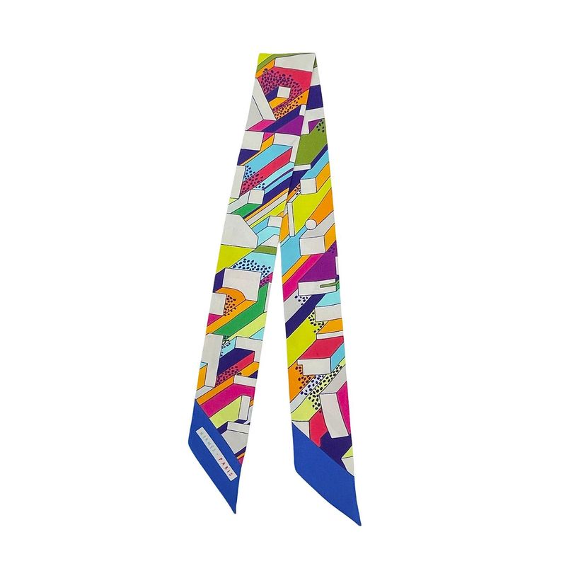 Hermes Multicolor On A Summer Day Silk Twilly Scarf