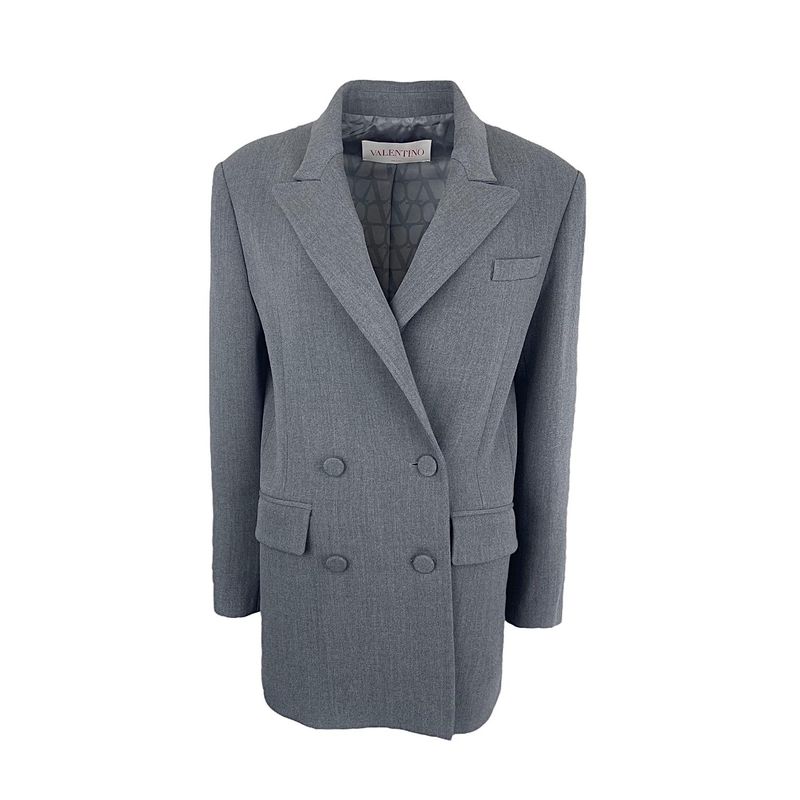 Valentino Grey Wool Gabardine Blazer Jacket IT40 - 1