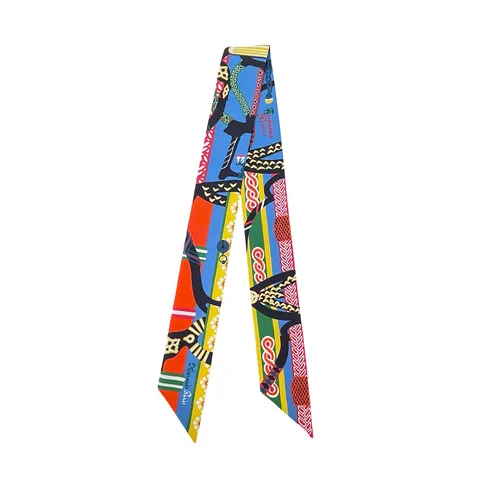 Hermes Multicolor Fantaisie Detriers Silk Twilly Scarf - 1